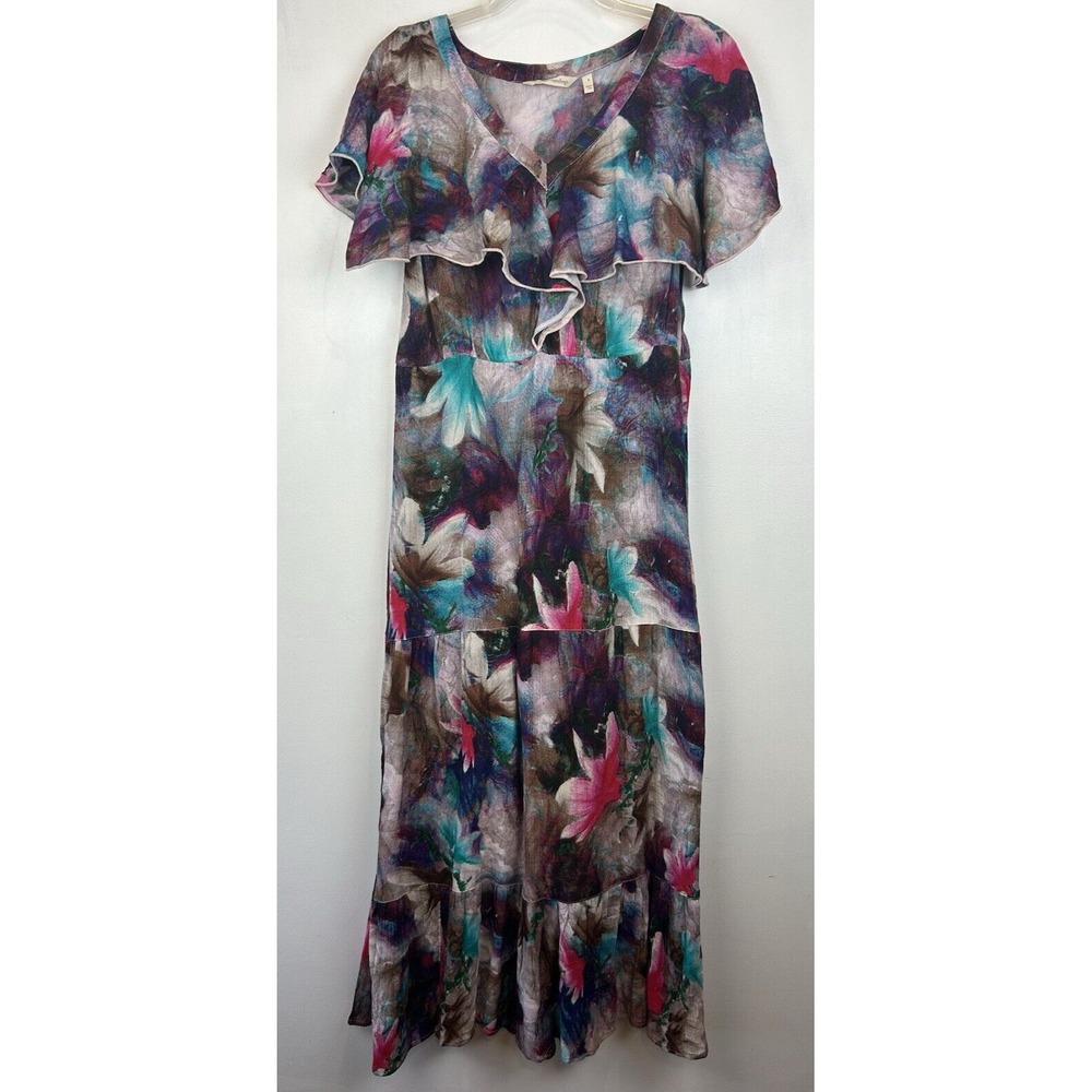 Soft Surroundings Dress Womans S Maxi Lined Ruffled Tiered Fairy Whimsy
